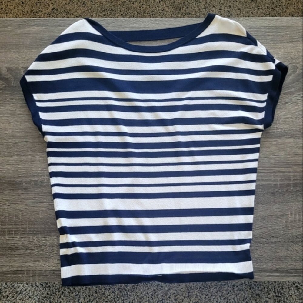LOFT Striped Open Back Top